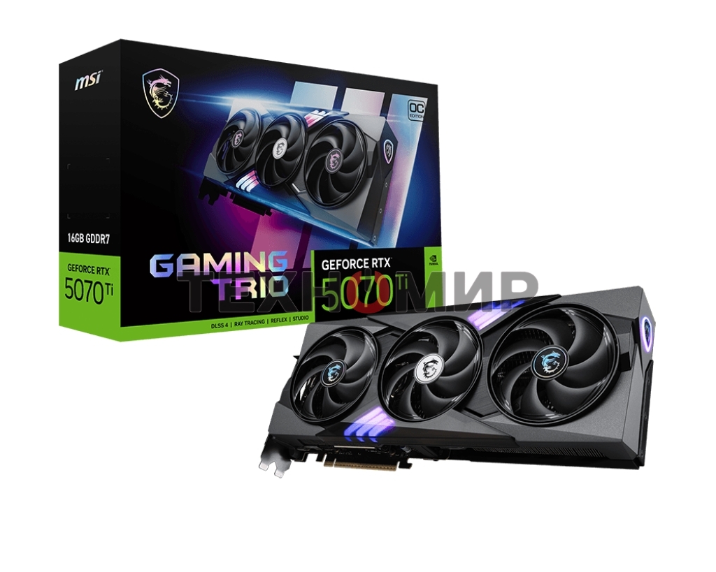Видеокарта MSI RTX5070Ti GAMING TRIO OC 16Gb GDDR7 256bit 3xDP HDMI 3FAN RTL