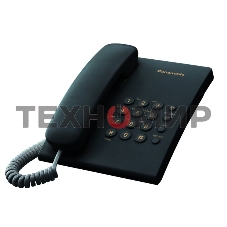 Телефон проводной Panasonic KX-TS2350RUB черный повтор номера, регул-ка громкости, кр.на стену