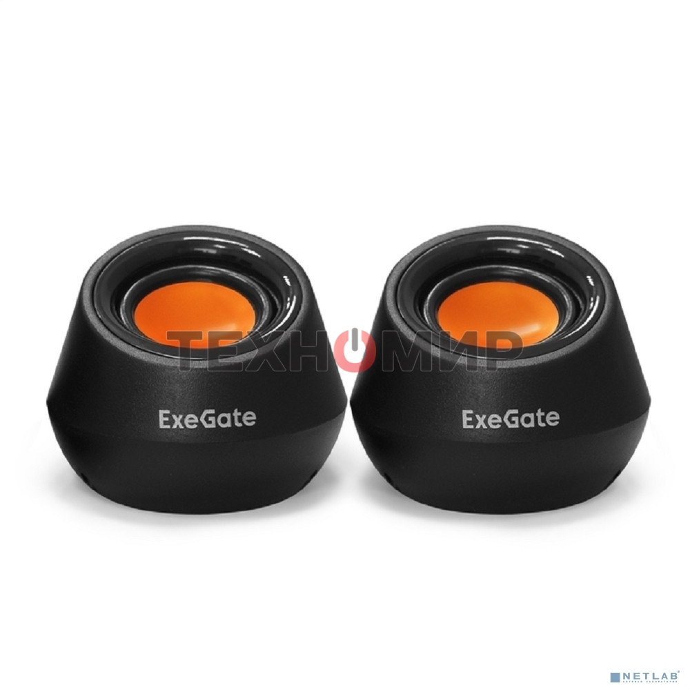 Акустическая система 2.0 ExeGate EX287060RUS Disco 130 (питание USB, 2х3Вт (6 Вт RMS), 100-20000Гц, черный/оранжевый)