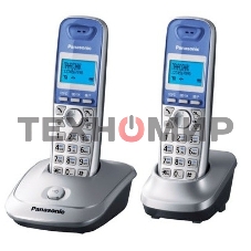 Телефон беспроводной (DECT) Panasonic KX-TG2512RUS (серебристый) Доп трубка в комплекте,АОН, Caller ID,спикерфон на трубке,полифония