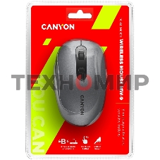 Мышь беспроводная Canyon MW-9 серый, 1600 dpi, радиоканал, Bluetooth, USB, кнопки - 6
