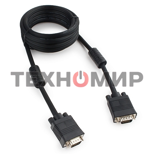 Кабель VGA Premium Cablexpert CC-PPVGA-10-B, 15M/15M, 3.0м, черный, тройной экран, феррит.кольца, пакет