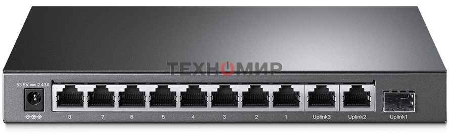Коммутатор TP-Link 8-port 10/100Mbps Unmanaged PoE switch, 2 Gb RJ45 + 1 Gb SFP uplinks, PoE budget up to 124W