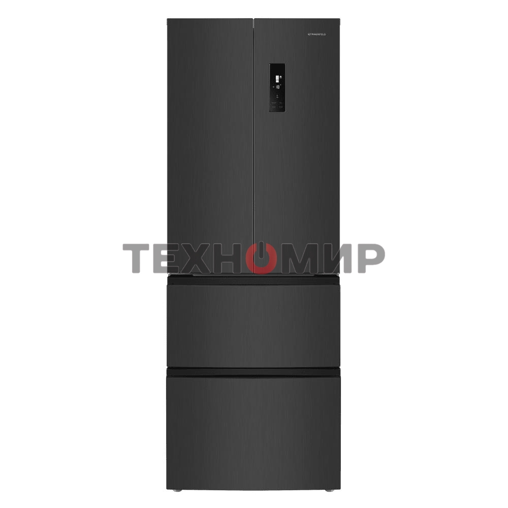 Холодильник Maunfeld MFF180NFSBE01 серый трехкамерный 224/113л морозилка снизу, No Frost