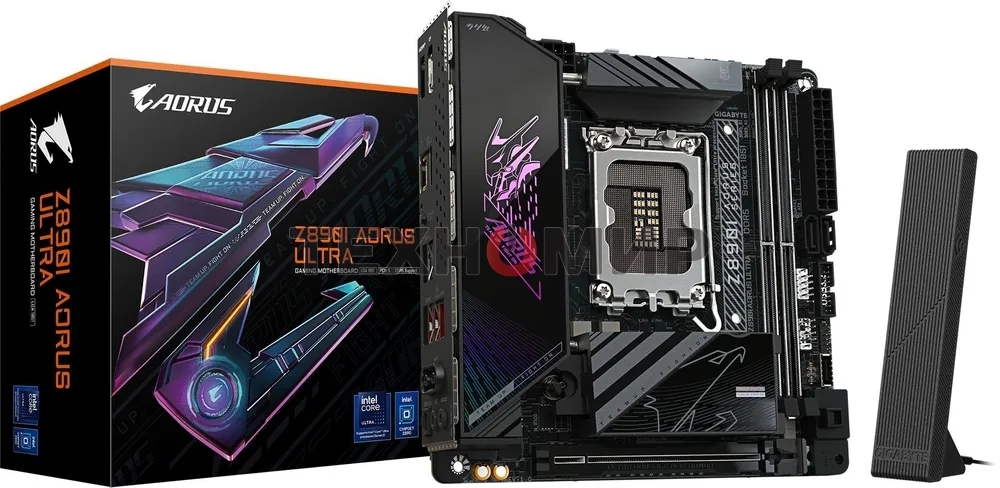 Материнская плата Gigabyte Z890I AORUS ULTRA, LGA 1851, Intel Z890, 2xDDR5, 2xSATA, 2xM.2, 1xPCIe 5.0 x16, 1xDP, 1xHDMI, 1xUSB-C, 1x Thunderbolt 4, 1x 2.5Gb LAN, 2xUSB-A 3.2 Gen 1, 3xUSB-A 3.2 Gen 2, 2x3.5 мм, TOSLINK, 7.1, 1xUSB4, Mini-ITX