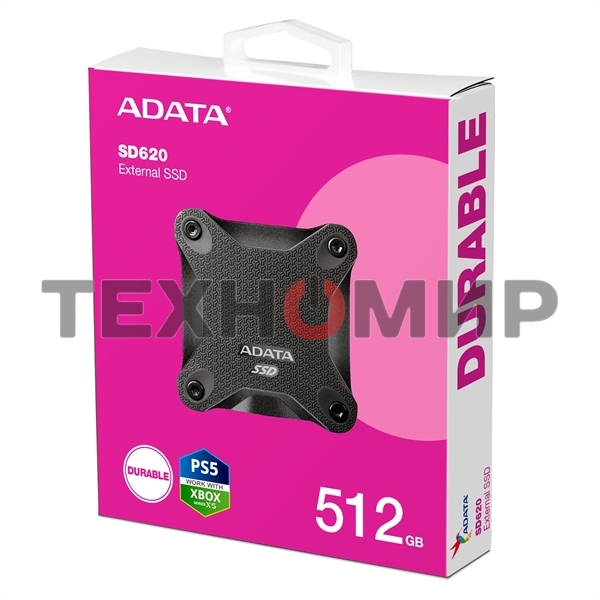 Внешний SSD ADATA SD620, 512Gb, USB 3.2 Gen 2 Type-A, R/W 520/460, черный