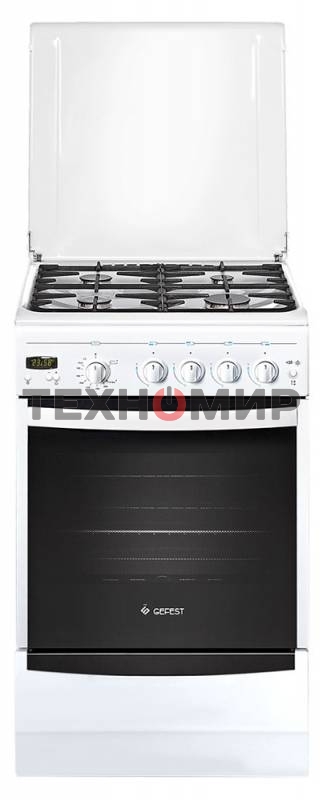 Плита газовая Gefest ПГ 5100-03 белый, конфорок 4 шт, духовка 52 л, 50 см x 85 см x 58.5 см