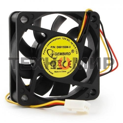 Вентилятор для корпуса Gembird черный, 60 мм, 4000 об/мин, 25 дБ, 3 pin