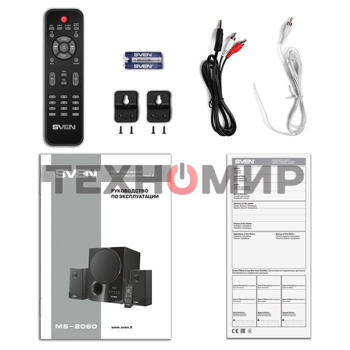 Акустическая система 2.1 SVEN MS-2080/70 Watt/~220V 50Hz/FM-тюнер, USB/SD, дисплей/BLUETOOTH/ПДУ/Black