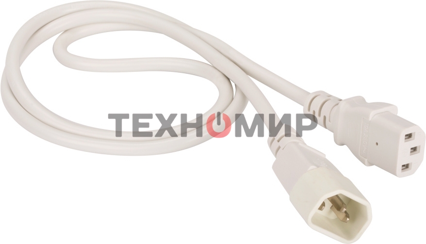 Шнур питания C13-C14, 3х0.75, 220В, 10А, белый, 0.5 метра
