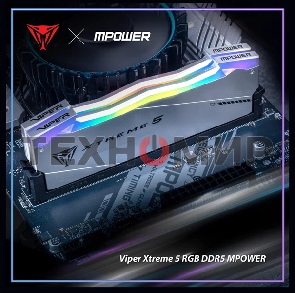 Оперативная память Patriot Viper Xtreme 5, DDR5, 32Gb (2x16Gb), 6400MHz, CL32, DIMM, с радиаторами, RGb, серебристый