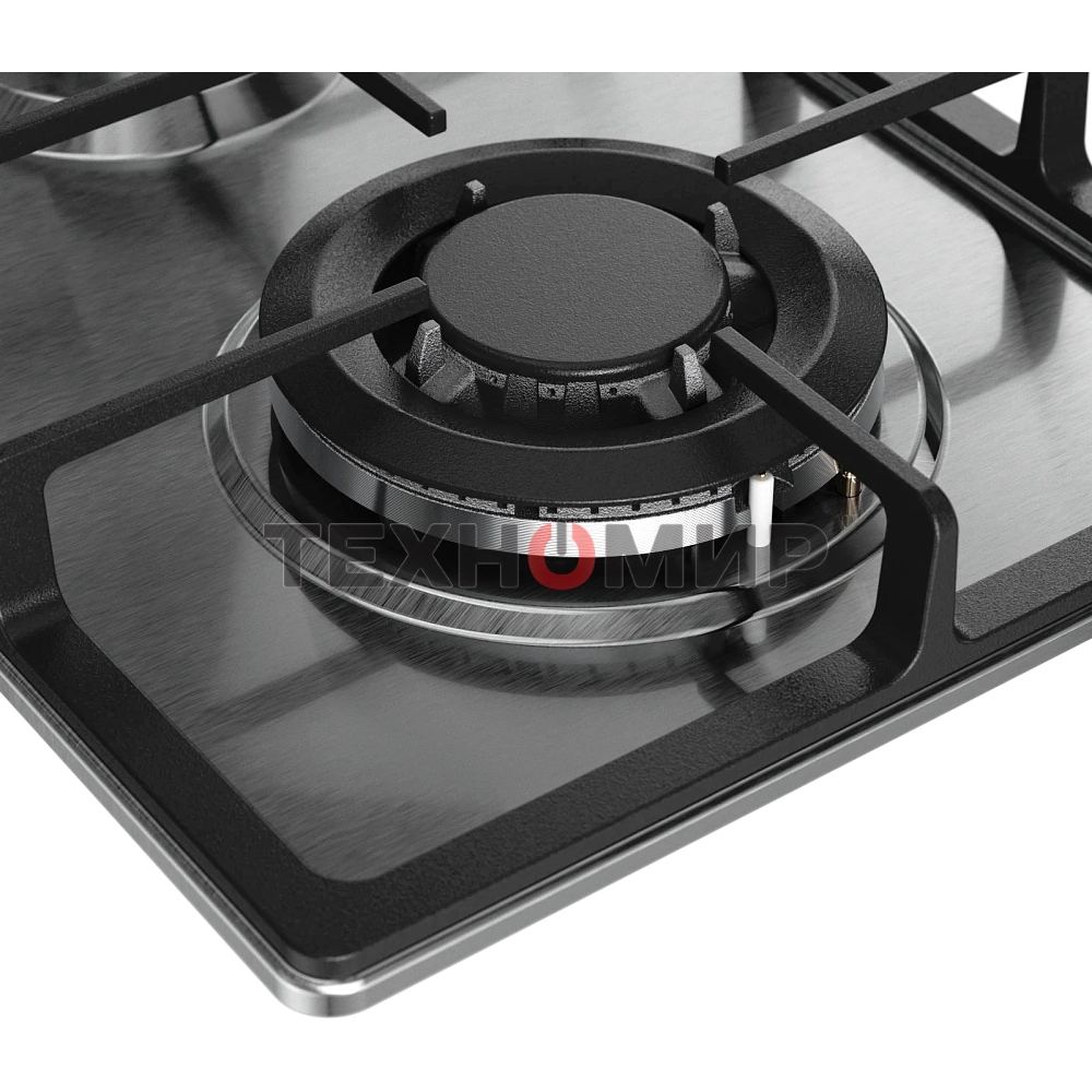 Варочная панель Monsher MSG 33 Acier, газ, High-Tech, 29 см, автоматический электроподжиг, газ-контроль, форсунки под сжиженый газ, SABAF конфорки, чугунные решетки, нержавеющая сталь