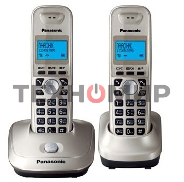 Телефон беспроводной (DECT) Panasonic KX-TG2512RUN (платиновый) Доп трубка в комплекте,АОН, Caller ID,спикерфон на трубке,полифония
