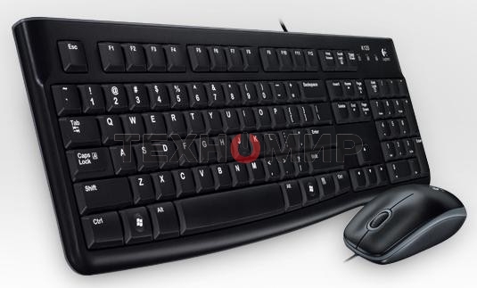 Комплект клавиатура+мышь Logitech MK120 проводной, USB, 1000 DPI, чёрный