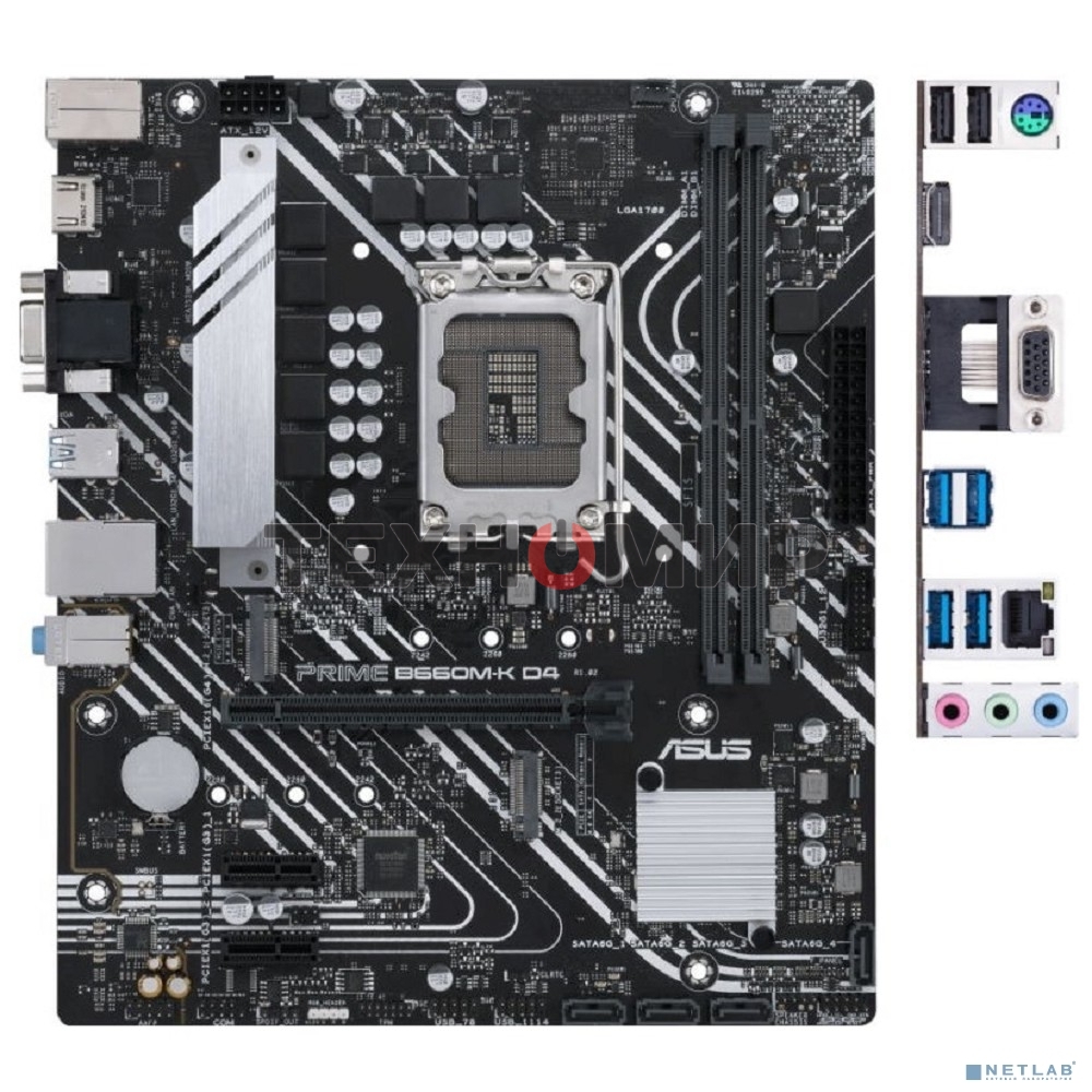 Материнская плата ASUS PRIME B660M-K D4, Socket LGA 1700, Intel B660, 2xDDR4, 4xSATA, 2xM.2, 1xPCIe 4.0 x16, 2xPCIe x1, 1xHDMI, 1xVGA, 1x 1Gb LAN, 4xUSB-A 3.2 Gen 1, 2xUSB-A 2.0, 3x3.5 мм, 7.1, mATX