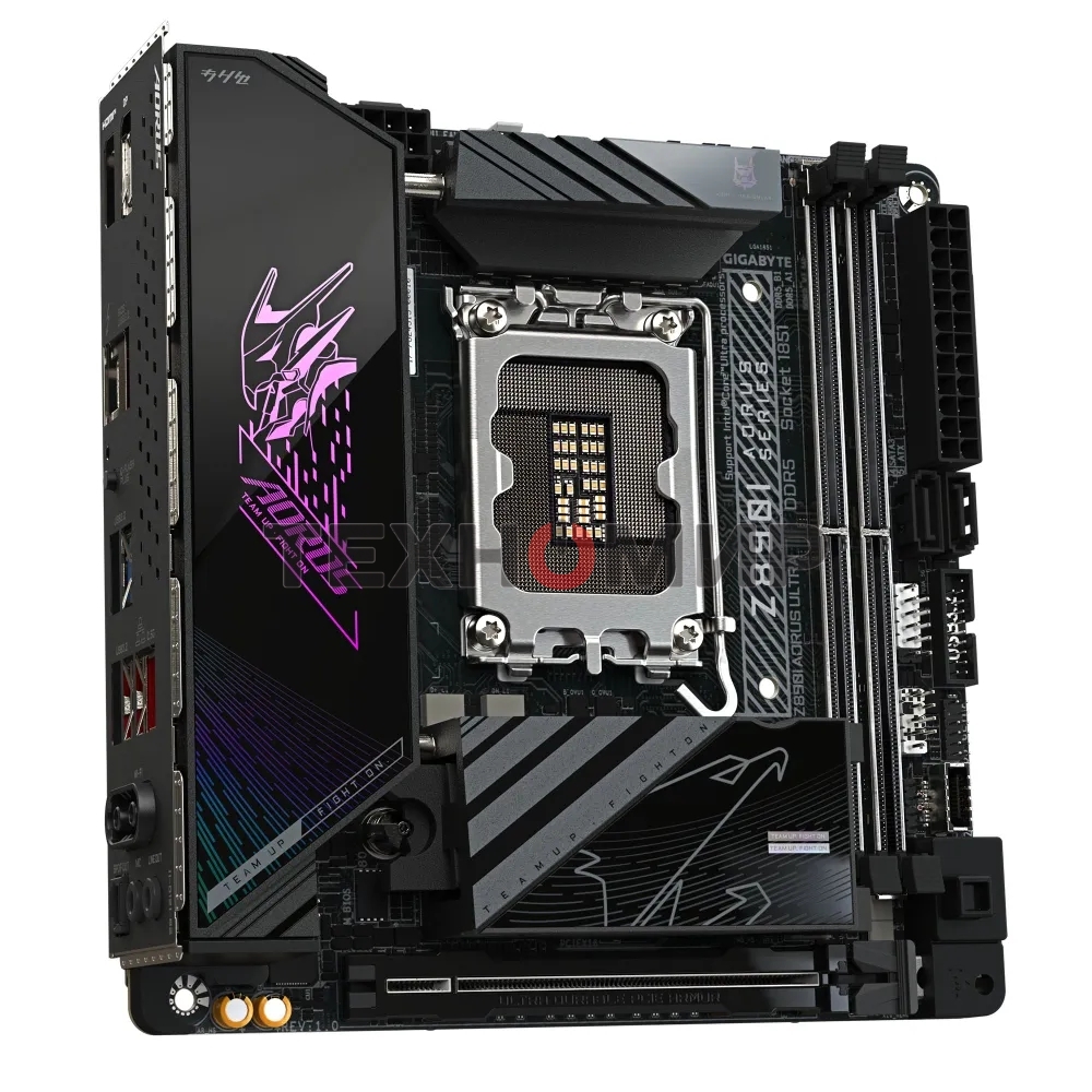 Материнская плата Gigabyte Z890I AORUS ULTRA, LGA 1851, Intel Z890, 2xDDR5, 2xSATA, 2xM.2, 1xPCIe 5.0 x16, 1xDP, 1xHDMI, 1xUSB-C, 1x Thunderbolt 4, 1x 2.5Gb LAN, 2xUSB-A 3.2 Gen 1, 3xUSB-A 3.2 Gen 2, 2x3.5 мм, TOSLINK, 7.1, 1xUSB4, Mini-ITX