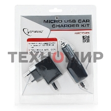 Набор зарядных устройств Gembird с Micro-USB разъемом MP3A-CAR-KIT1 110/220V-5V и 12VDC-5V черный