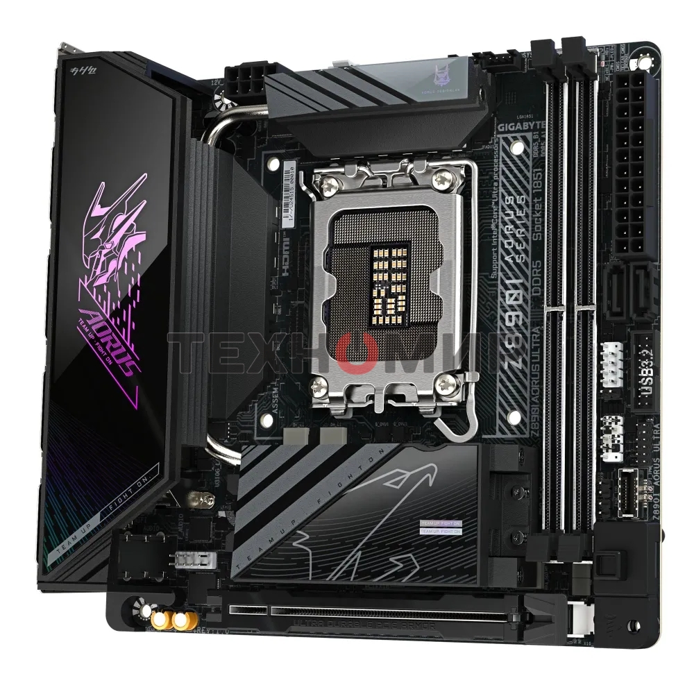 Материнская плата Gigabyte Z890I AORUS ULTRA, LGA 1851, Intel Z890, 2xDDR5, 2xSATA, 2xM.2, 1xPCIe 5.0 x16, 1xDP, 1xHDMI, 1xUSB-C, 1x Thunderbolt 4, 1x 2.5Gb LAN, 2xUSB-A 3.2 Gen 1, 3xUSB-A 3.2 Gen 2, 2x3.5 мм, TOSLINK, 7.1, 1xUSB4, Mini-ITX