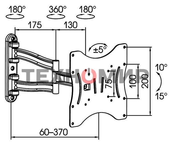 Кронштейн для телевизора Kromax TECHNO-3 серый 15