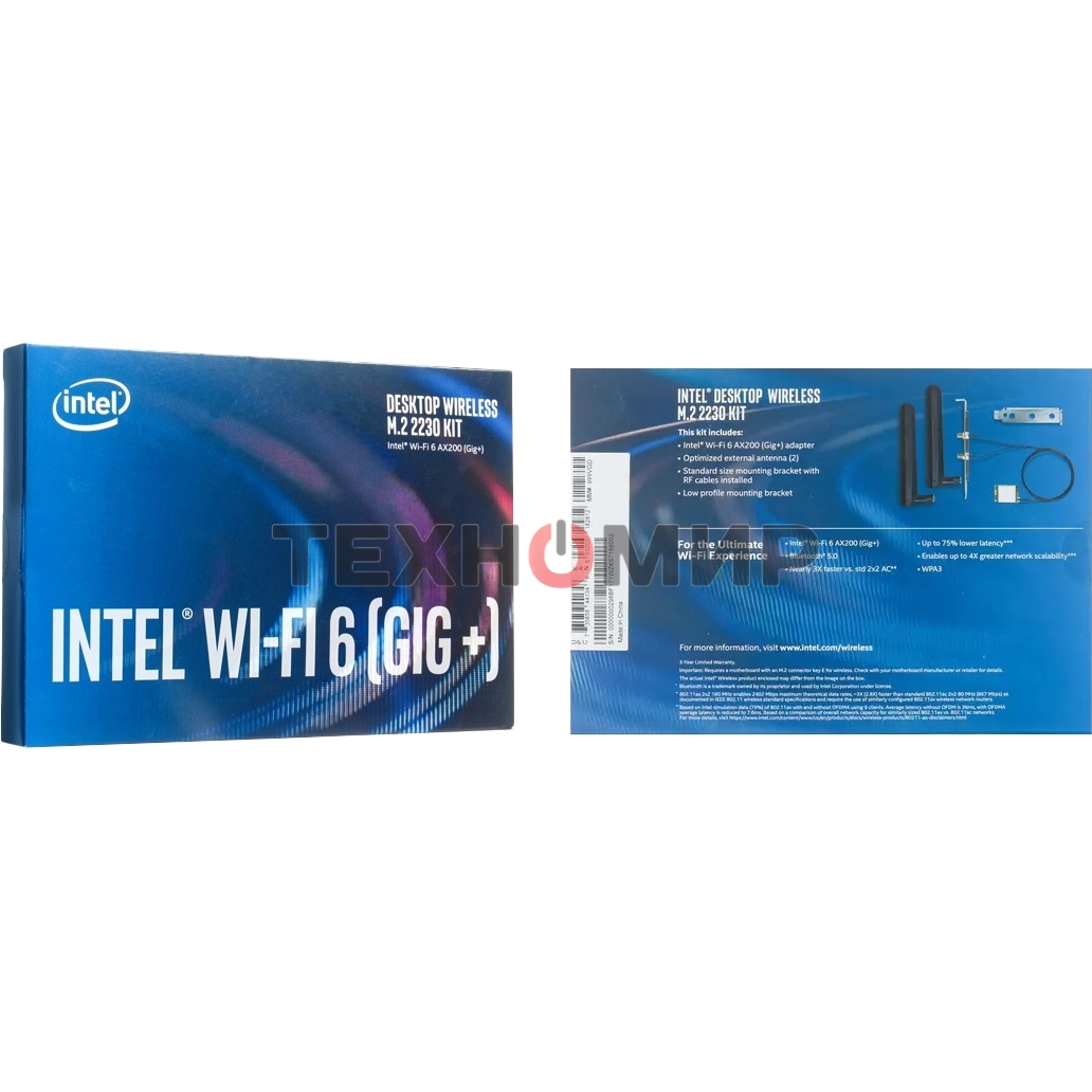 Плата сетевого контроллера Intel Wi-Fi 6 AX200, 2230, 2x2 AX+BT, No vPro, 985927