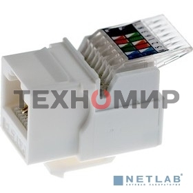 Модуль Rexant Keystone Jack RJ-45(8P8C), UTP неэкранированный, cat.5e, тип 180 градусов,самозажимной, белый