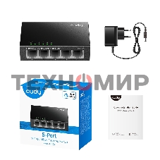 Коммутатор Cudy FS105 5-Port 10/100 Mbps Desktop Switch, 5 10/100M RJ45 Ports, Loop Detection, Metal Case, Power Saving, Plug & Play