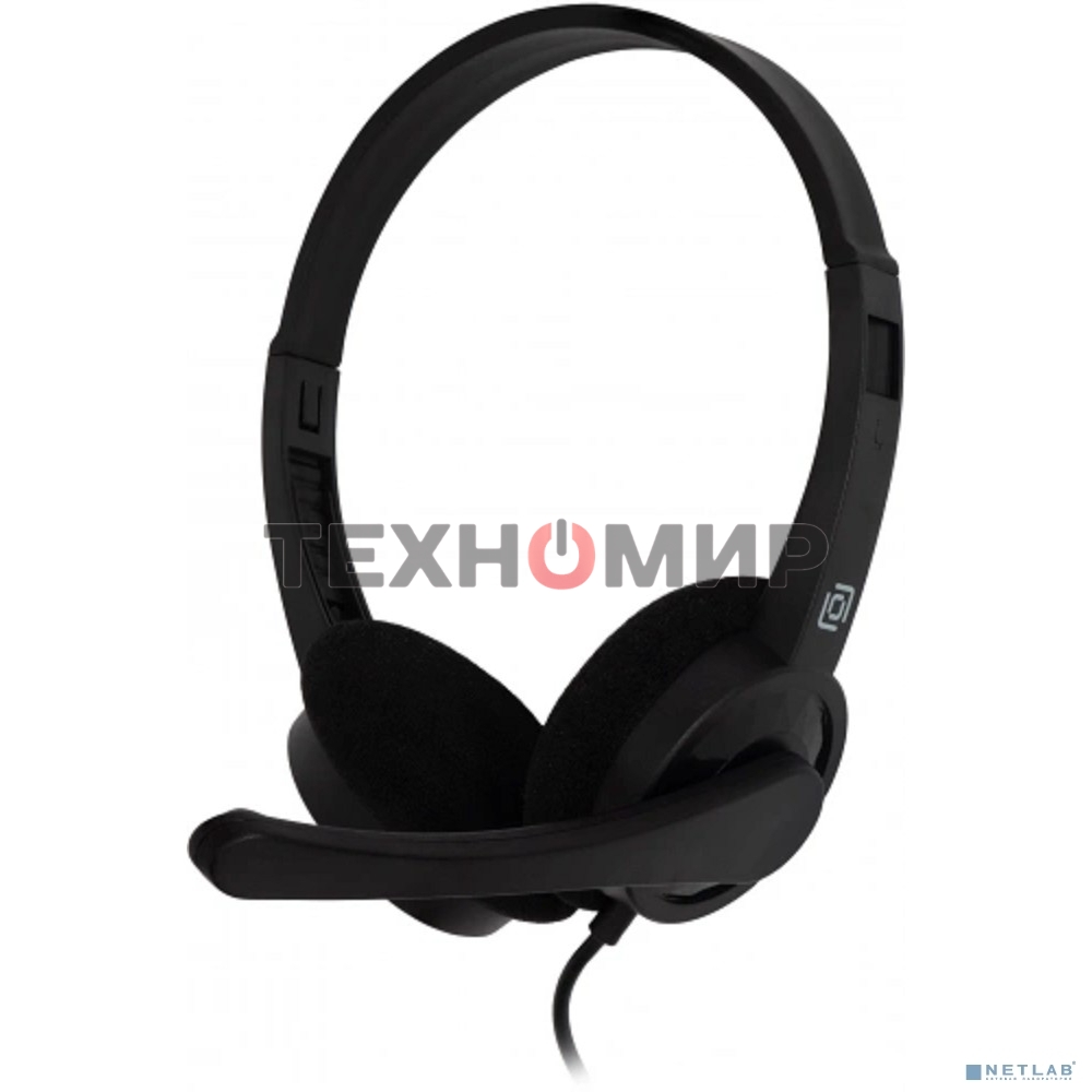 Гарнитура проводная с микрофоном Оклик HS-M600 черный 1.8м накладные оголовье (1900372)