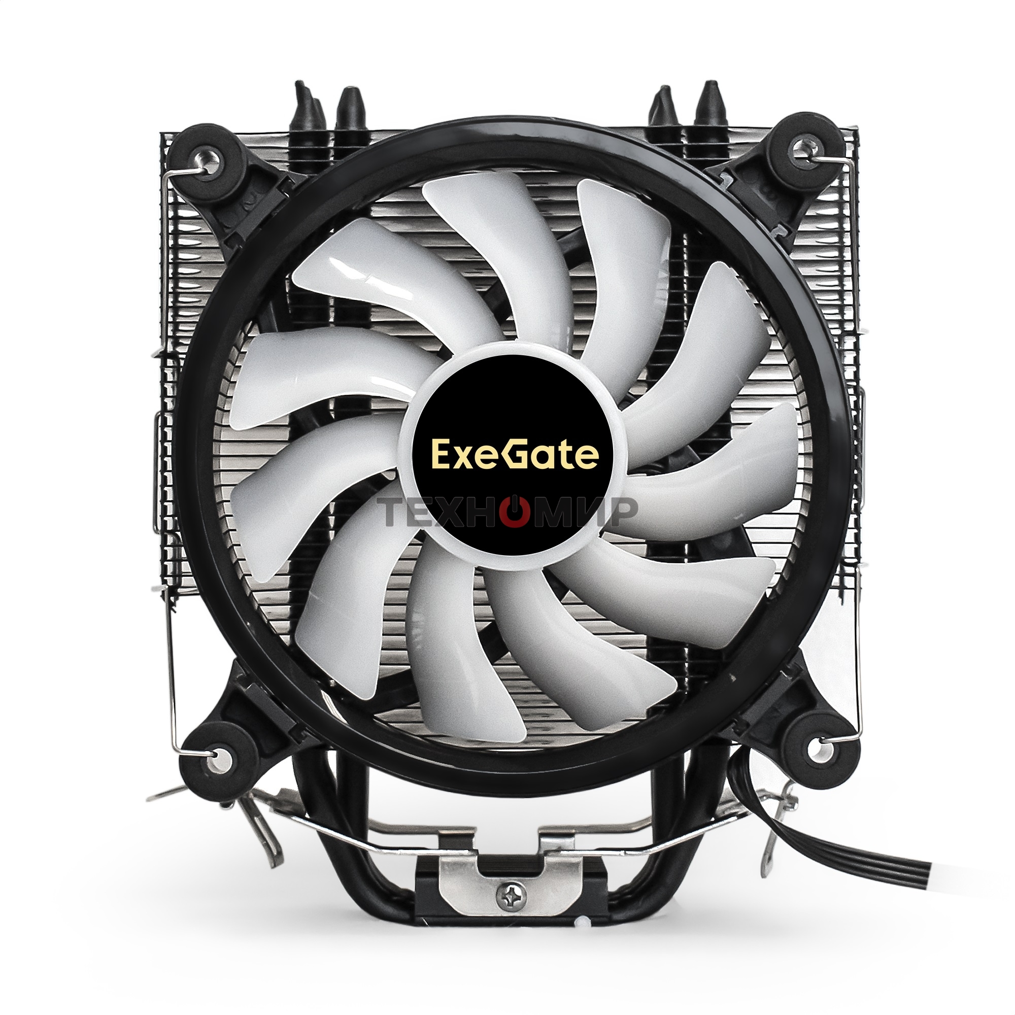 Кулер для процессора ExeGate Dark Magic EXX400V2-PWM.RGb серебристый, 120 мм, алюминий/медь, 2100 об/мин, 24 дБ, 4 pin, 140 Вт, 155 мм