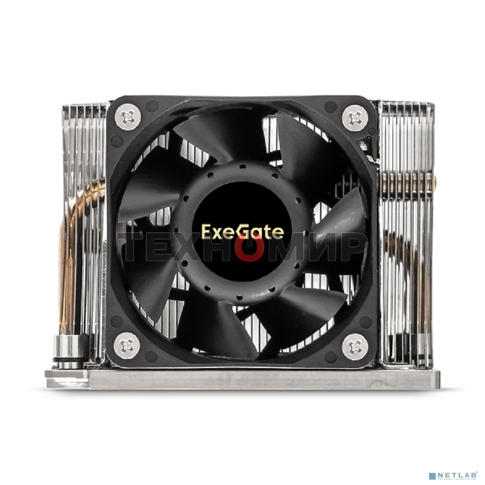 Кулер для процессора ExeGate ESNK-P0068AP4.PWM.2U.3647.Cu серебристый/черный, 60 мм, алюминий/медь, 6800 об/мин, 52 дБ, 4 pin, 205 Вт, 64.5 мм