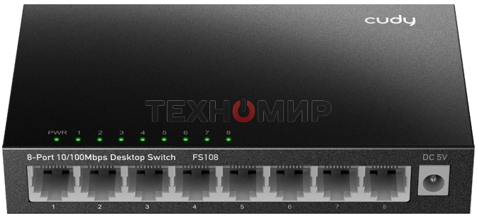 Коммутатор 8-Port 10/100 Mbps Desktop Switch, 8 10/100M RJ45 Ports, Loop Detection, Metal Case, Power Saving, Plug & Play