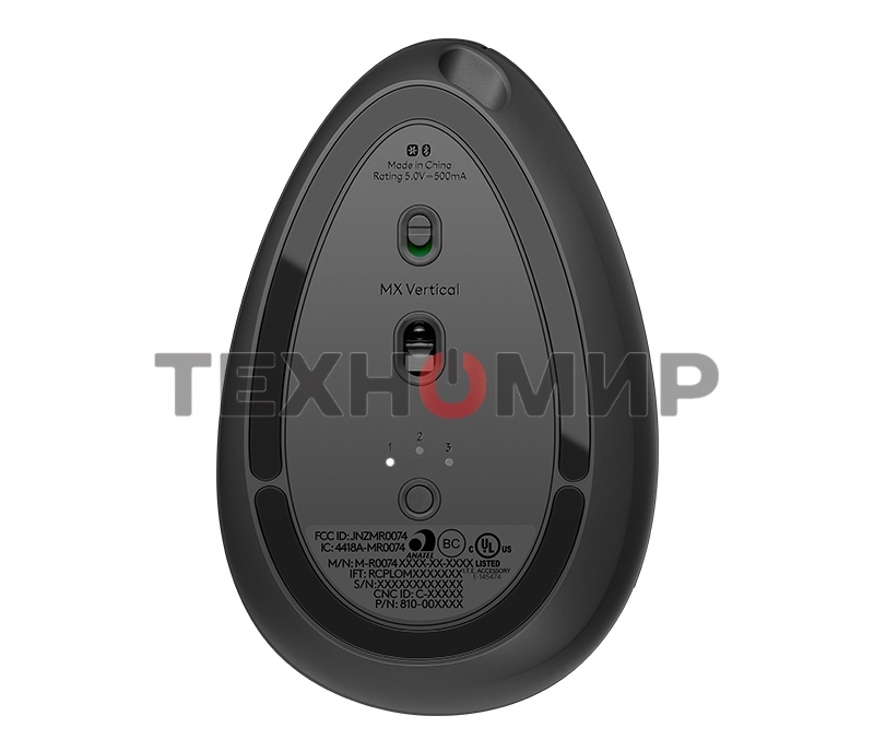 Мышь беспроводная/проводная Logitech MX Vertical графитовый, 4000 dpi, радиоканал, Bluetooth, USB, кнопки - 6