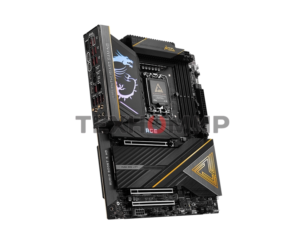 Материнская плата MSI MEG Z890 ACE, LGA 1851, Intel Z890, 4xDDR5, 4xSATA, 5xM.2, 1xPCIe 5.0 x16, 1xPCIe 5.0 x8, 1xPCIe 4.0 x4, 1xHDMI, 1x 10Gb LAN, 11xUSB-A 3.2 Gen 2, 2xUSB-C 3.2 Gen 2, 2xThunderbolt 4, 2x3.5 мм, 7.1, ATX