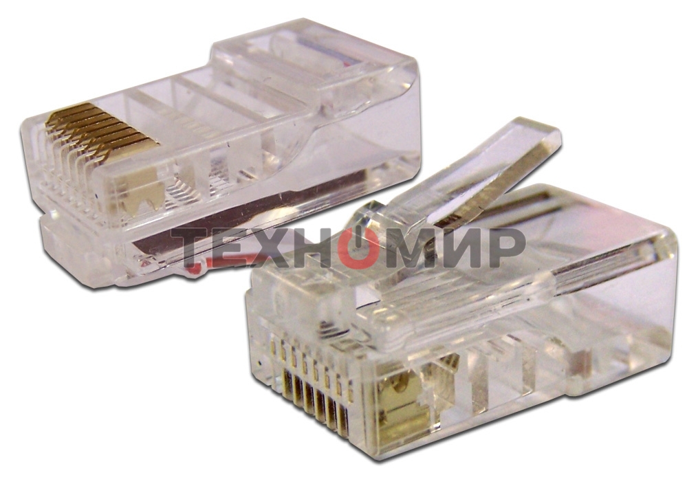 Коннектор LANMASTER RJ45 UTP 8P8C, универсальный, cat.6, 100 шт.