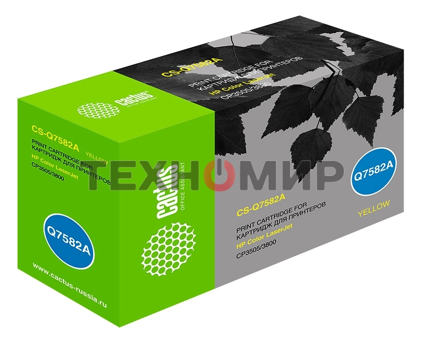 Картридж лазерный Cactus CS-Q7582A желтый (6000 стр.) для HP Color LaserJet CP3505/3800