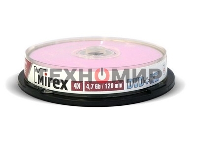 Диск DVD+RW Mirex 4.7 Gb, 4x, Cake Box (10), (10/300)