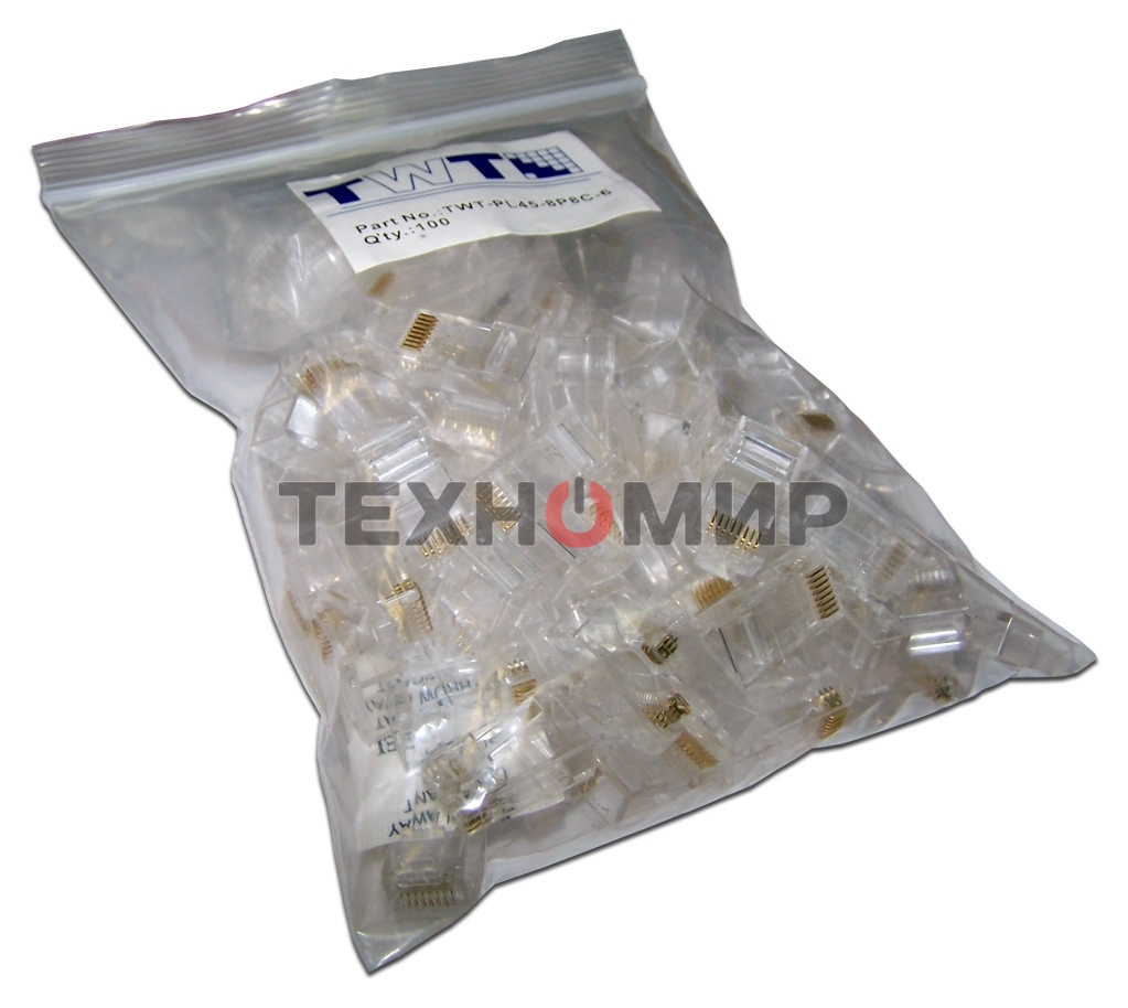 Коннектор LANMASTER RJ45 UTP 8P8C, универсальный, cat.6, 100 шт.
