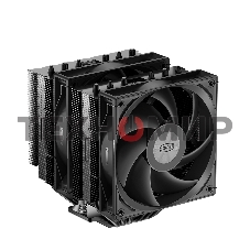Кулер для процессора PCCooler RT620 BK (250W, 4-pin PWM, 157mm, Al/Cu, 6x6mm, 2x120mm, 73.32CFM, 34.9dBA, 2200RPM, S: 1851/1700/1200/115X, AM5/AM4, black)