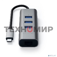 USB-концентратор Satechi Type-C 2-in-1 USB 3.0 Aluminum 3 Port Hub and Ethernet Port. Интерфейс Type-C. серый космос.