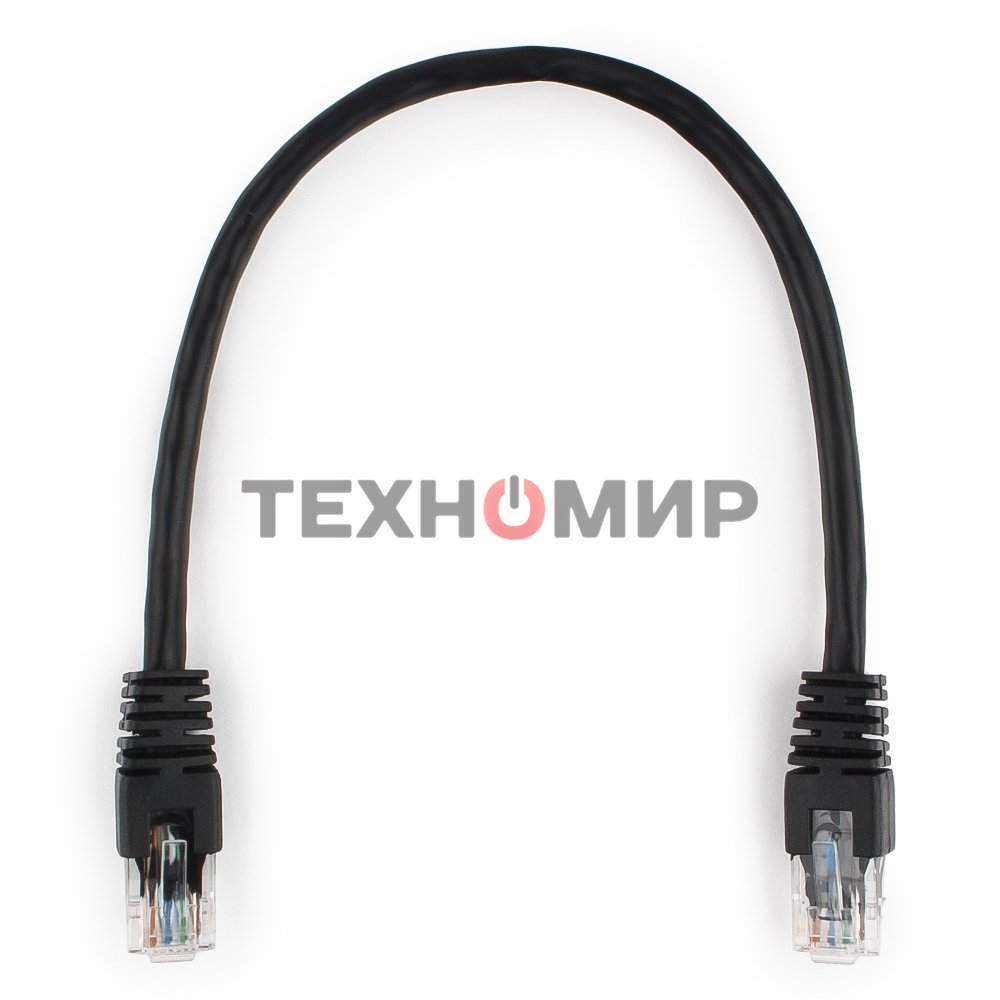 Патч-корд UTP Cablexpert PP6U-0.25M/BK cat.6, 0.25м, литой, многожильный, черный