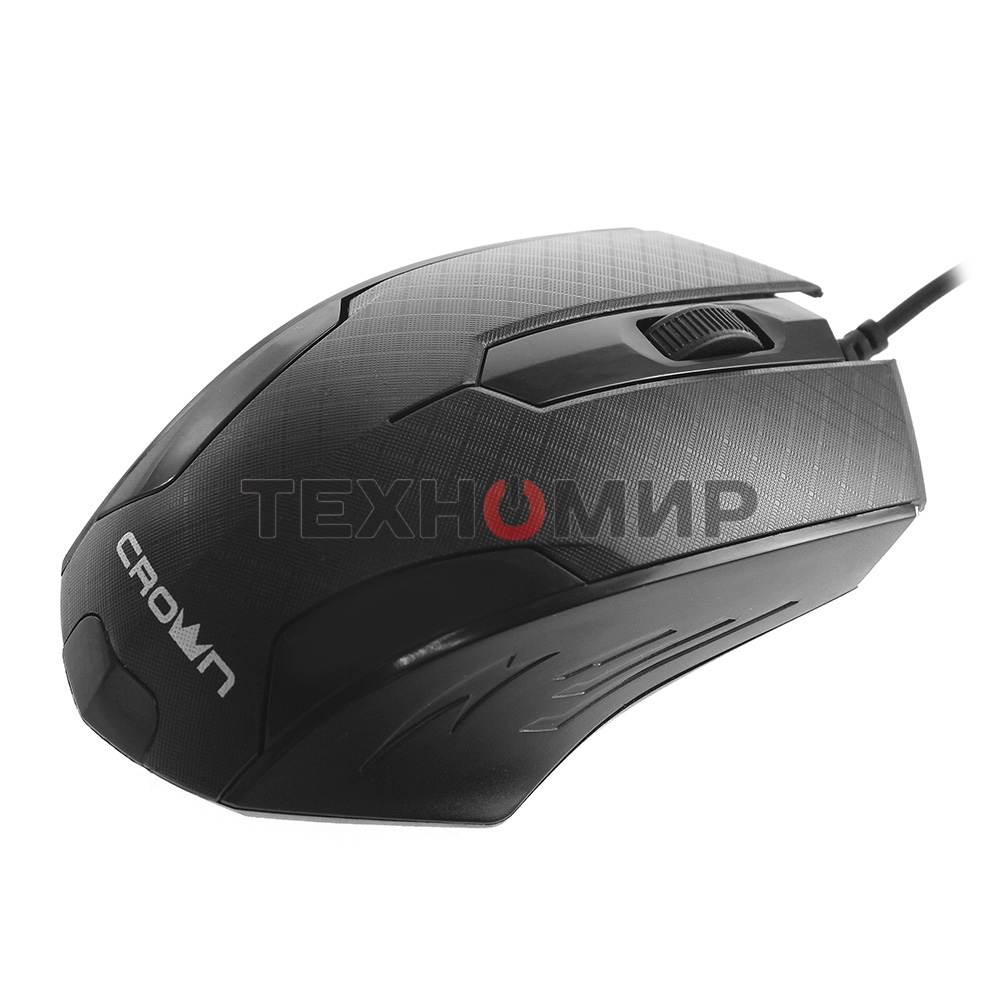 Мышь проводная Crown CMM-100 черный, 1000 dpi, USB, кнопки - 3