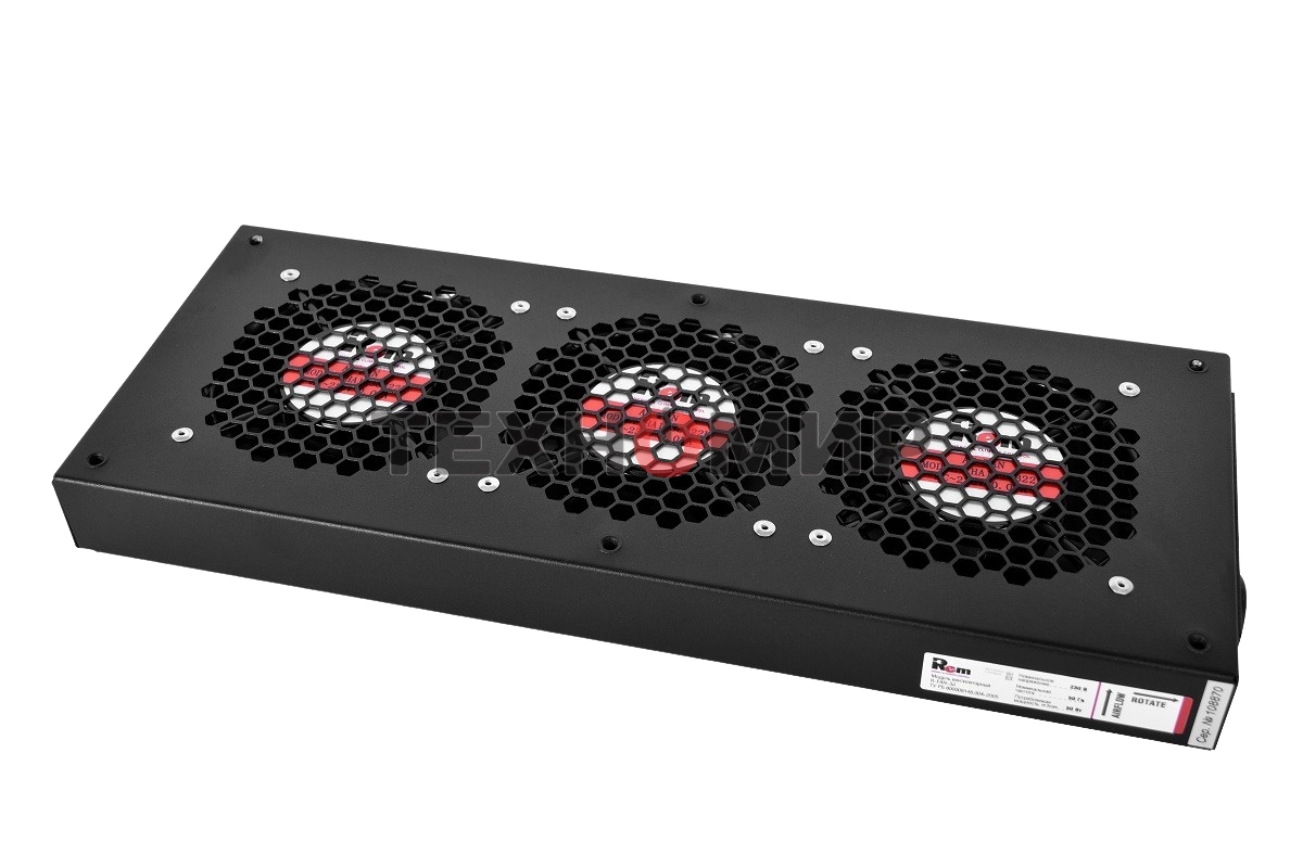 Модуль вентиляторный ЦМО, 3 вентилятора, колодка, черный R-FAN-3J-9005