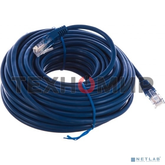 Патч-корд UTP Cablexpert PP12-15M/B cat.5e, 15м, литой, многожильный, синий