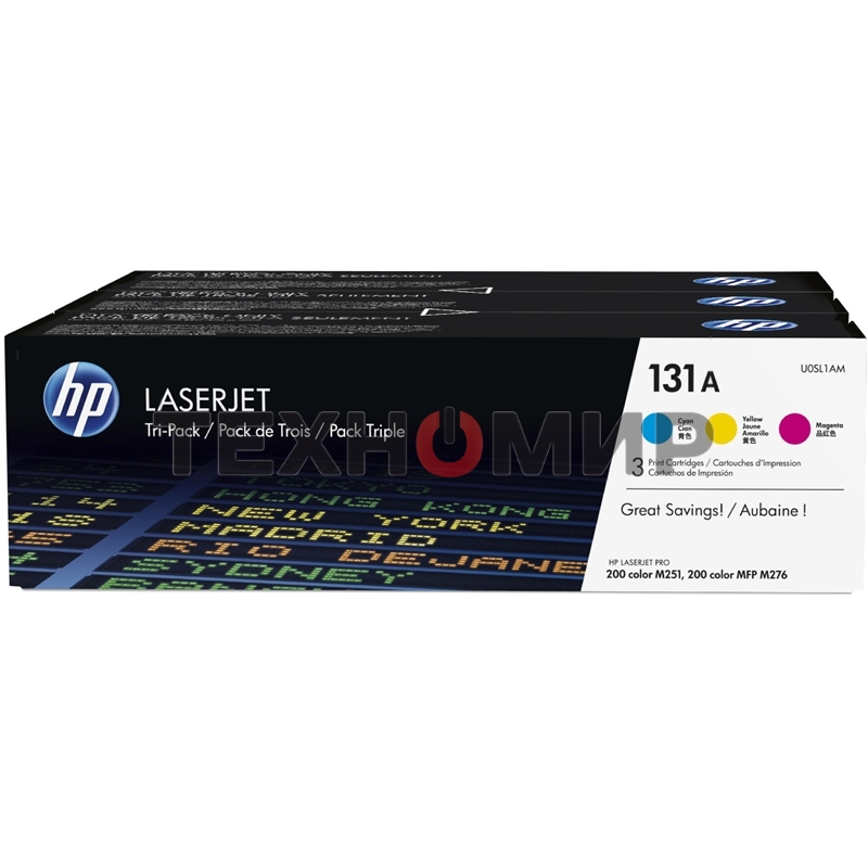 Картридж лазерный комплект HP 131A U0SL1AM голубой/пурпурный/желтый для HP LJ Pro 200/Color M251/M251n/M25 (3 х 1800 стр.)