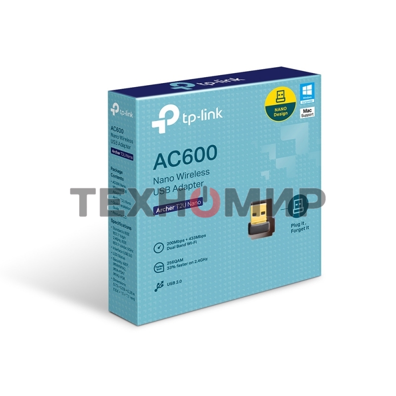Адаптер TP-Link Archer T2U NANO AC600 Nano Wi-Fi USB-адаптер
