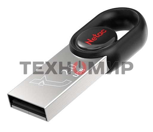 Флешка USB Netac UM2 (NT03UM2N-016G-20BK), 16Gb, USB 2.0, R/W 100/40, серебристый/черный