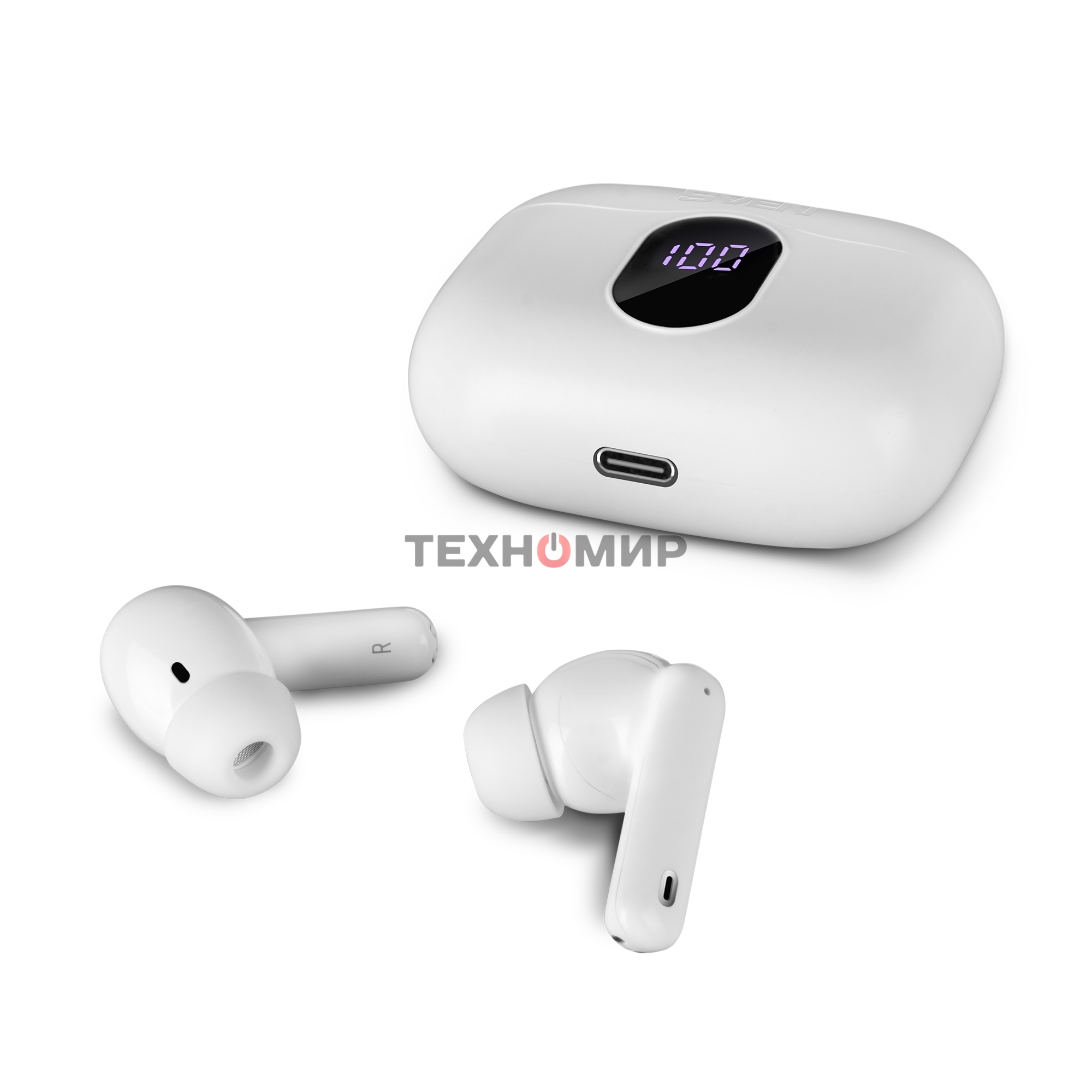 Беспроводные внутриканальные наушники с микрофоном Sven E-310B, белый (Bluetooth, TWS, ANC, ENC, APP)