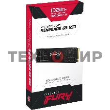 Накопитель SSD Kingston Fury Renegade, 1Tb, M.2(22x80мм), NVMe, PCIe 5.0 x4, 3D TLC, R/W 14200/11000Mb/s, IOPs 2 200 000/2 150 000, TbW 1000, DWPD 0.5 (12 мес)
