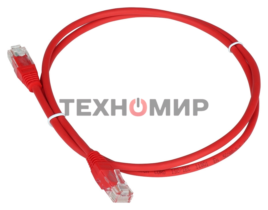 Патч-корд TWT UTP cat.5e, с заливными колпачками, 10.0 м, красный