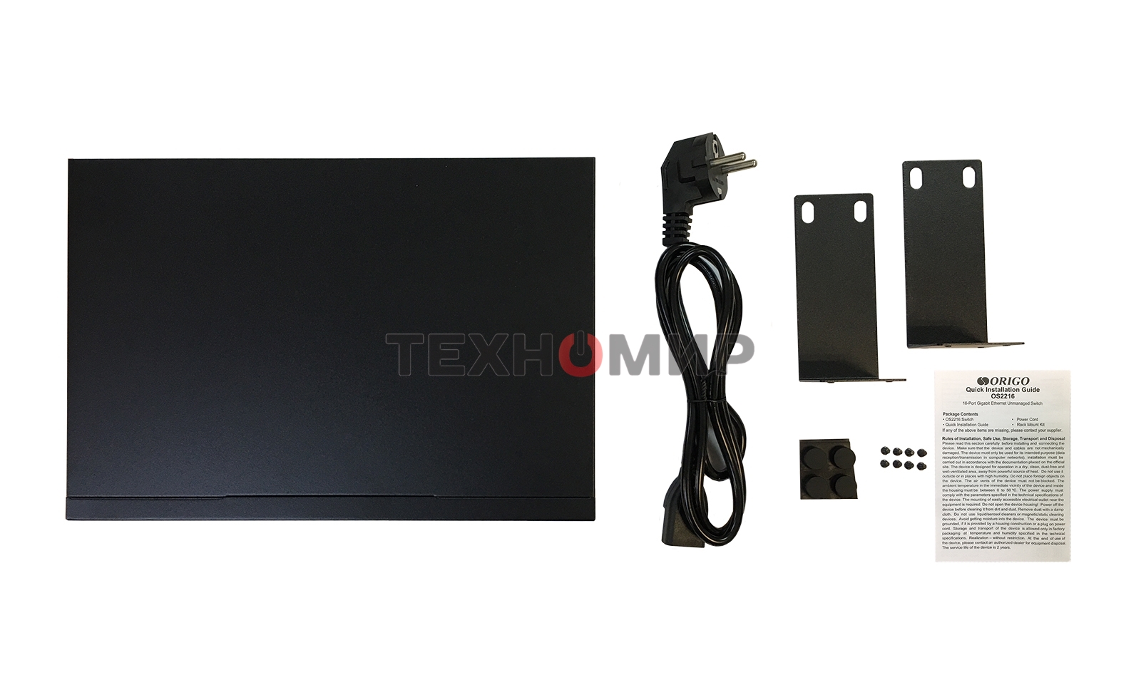 Коммутатор ORIGO Unmanaged Switch, 16x1000Base-T, 19 Rackmount Kit