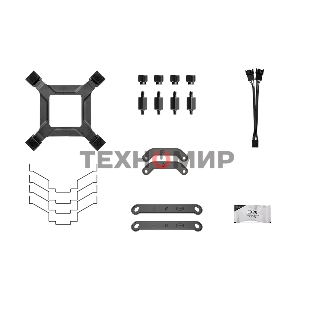 Кулер для процессора PCCooler RT620 BK (250W, 4-pin PWM, 157mm, Al/Cu, 6x6mm, 2x120mm, 73.32CFM, 34.9dBA, 2200RPM, S: 1851/1700/1200/115X, AM5/AM4, black)